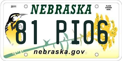 NE license plate 81PI06