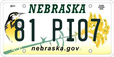 NE license plate 81PI07
