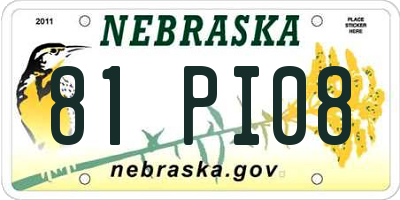 NE license plate 81PI08