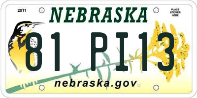 NE license plate 81PI13