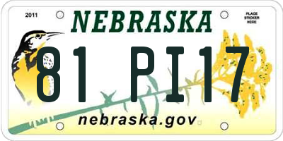 NE license plate 81PI17