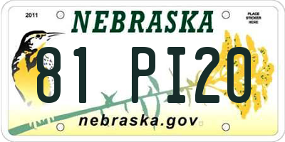 NE license plate 81PI20
