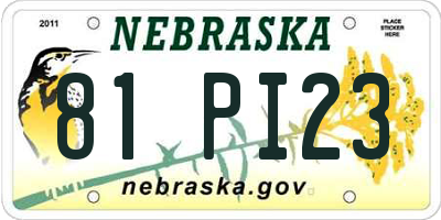 NE license plate 81PI23