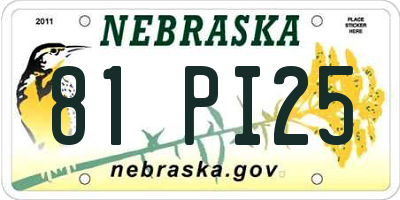NE license plate 81PI25