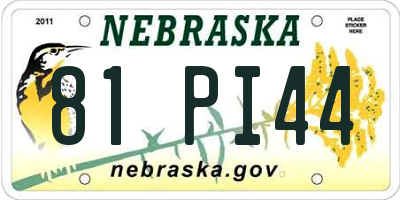 NE license plate 81PI44