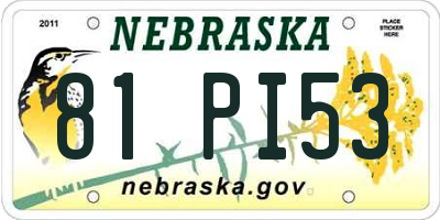 NE license plate 81PI53