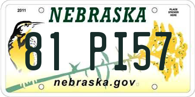 NE license plate 81PI57