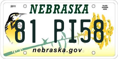 NE license plate 81PI58