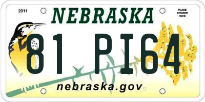 NE license plate 81PI64