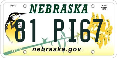 NE license plate 81PI67