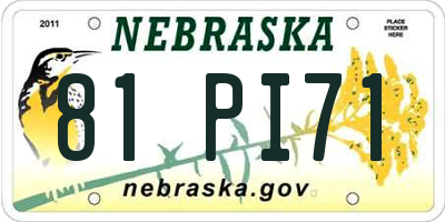 NE license plate 81PI71