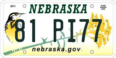 NE license plate 81PI77