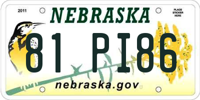 NE license plate 81PI86