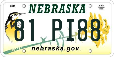 NE license plate 81PI88