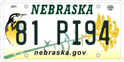 NE license plate 81PI94