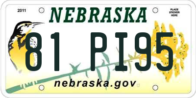 NE license plate 81PI95