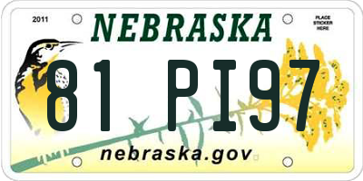 NE license plate 81PI97