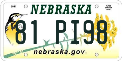 NE license plate 81PI98