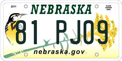 NE license plate 81PJ09