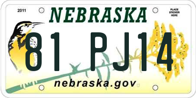 NE license plate 81PJ14