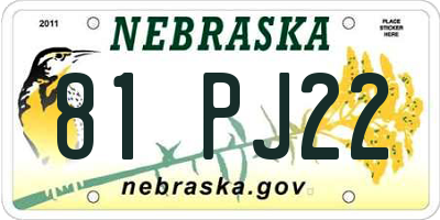 NE license plate 81PJ22