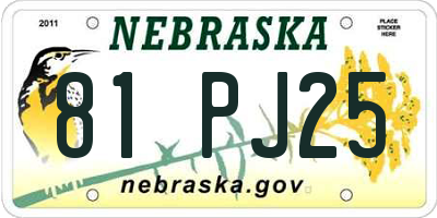 NE license plate 81PJ25