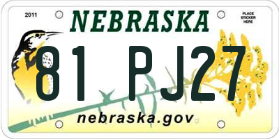NE license plate 81PJ27