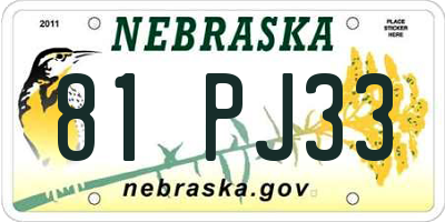 NE license plate 81PJ33