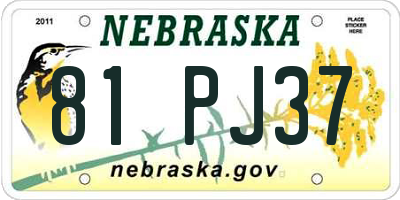 NE license plate 81PJ37