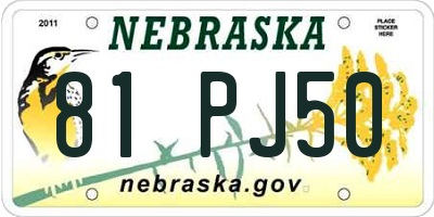 NE license plate 81PJ50