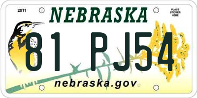 NE license plate 81PJ54