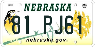 NE license plate 81PJ61