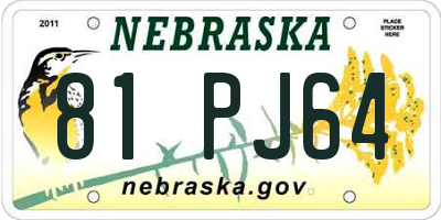 NE license plate 81PJ64