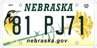 NE license plate 81PJ71