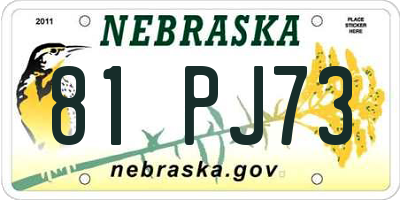 NE license plate 81PJ73