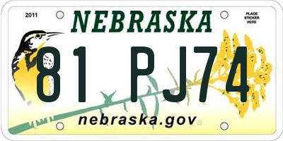NE license plate 81PJ74
