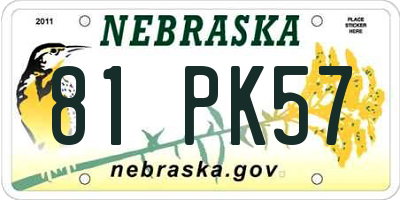 NE license plate 81PK57