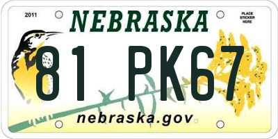 NE license plate 81PK67