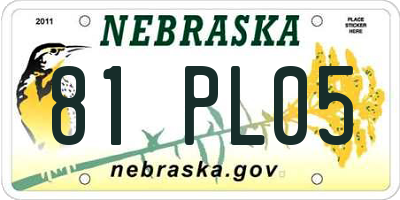NE license plate 81PL05