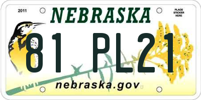 NE license plate 81PL21