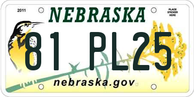 NE license plate 81PL25