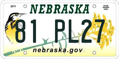 NE license plate 81PL27