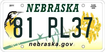 NE license plate 81PL37