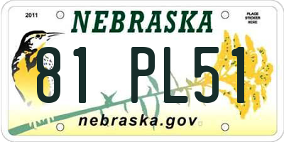 NE license plate 81PL51