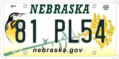 NE license plate 81PL54