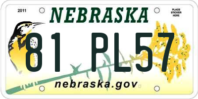 NE license plate 81PL57