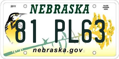 NE license plate 81PL63
