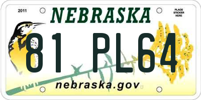 NE license plate 81PL64