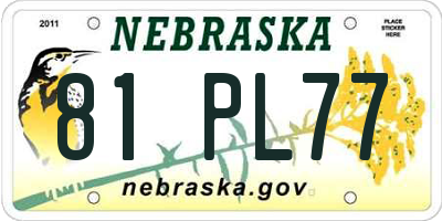NE license plate 81PL77