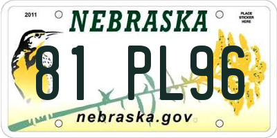 NE license plate 81PL96